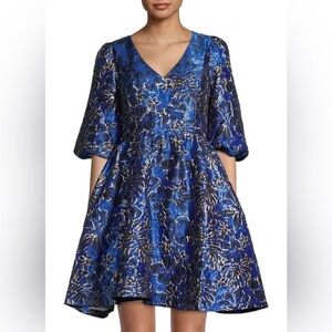 Lilly Pulitzer Calyssa Blue and Gold Floral Mini Dress NWT